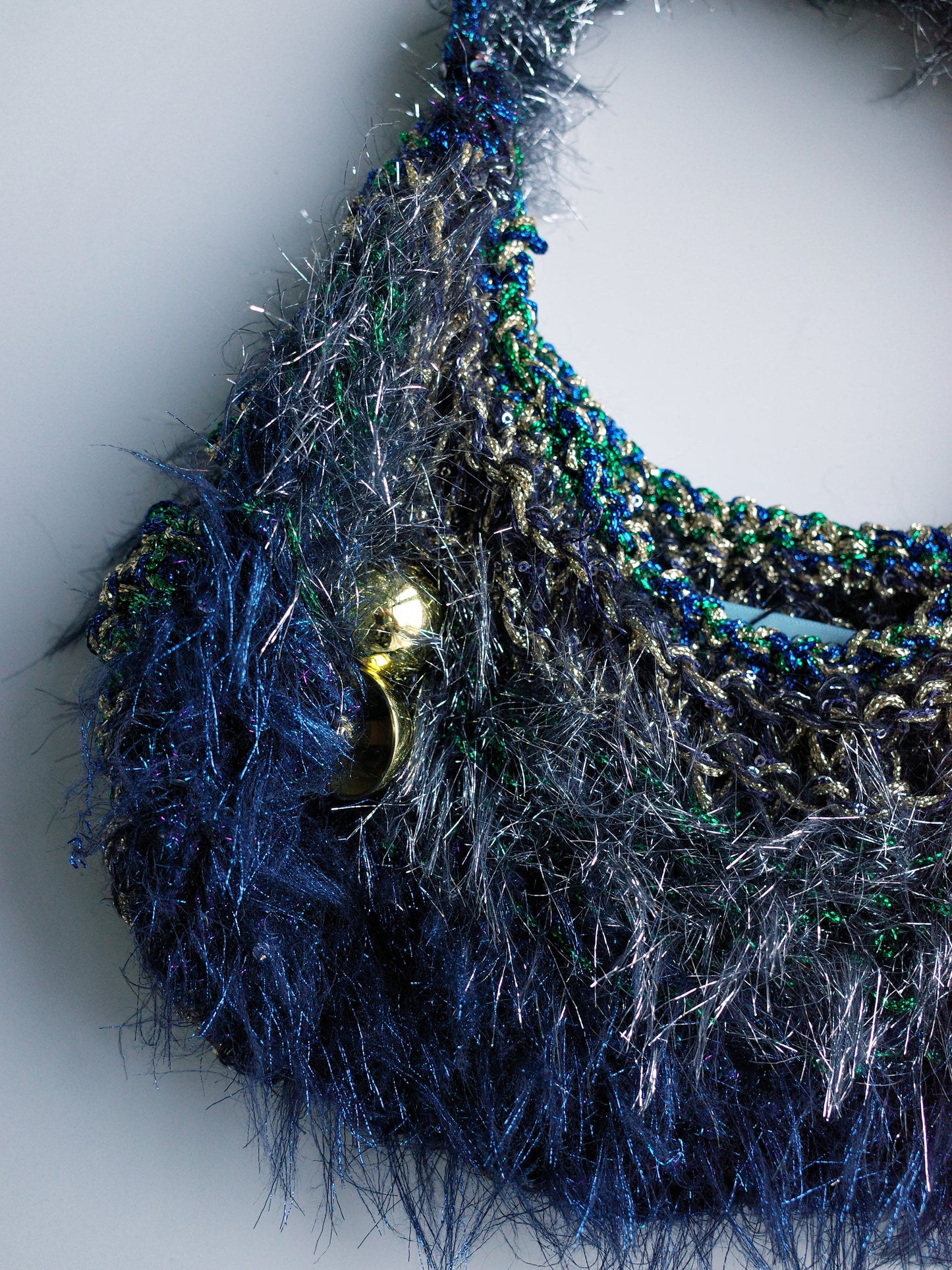 Metallic Hand Crochet Gold Hardware Handbag