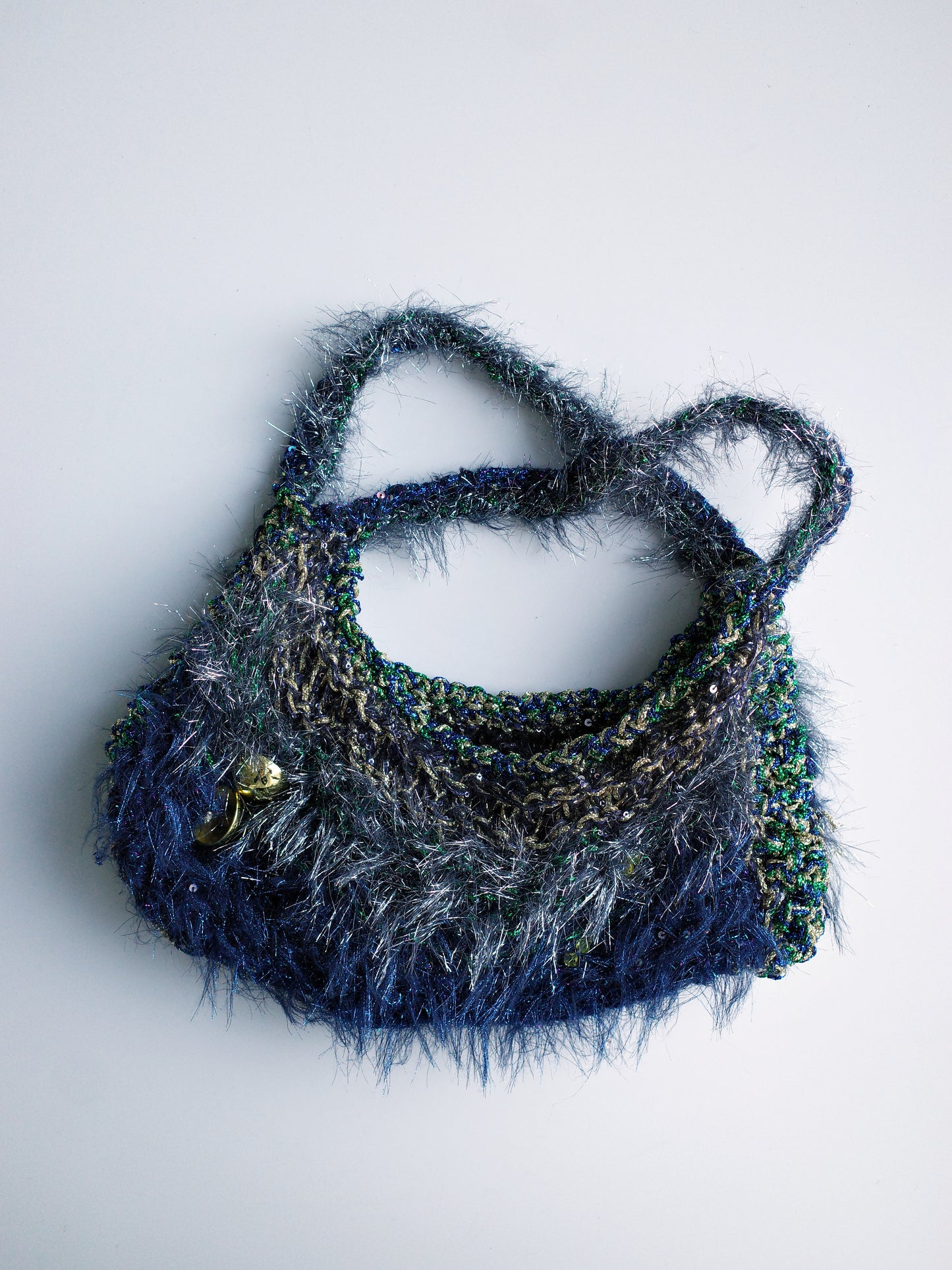 Metallic Hand Crochet Gold Hardware Handbag