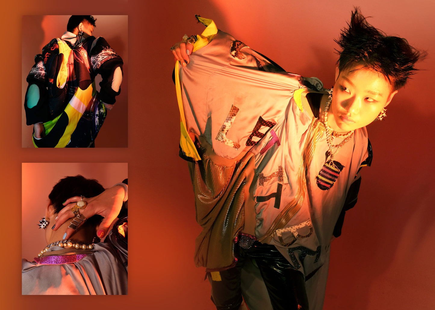 Cosmic Upcycled Jersey Layered Coat 宇宙主题重塑拼接双层夹克裙