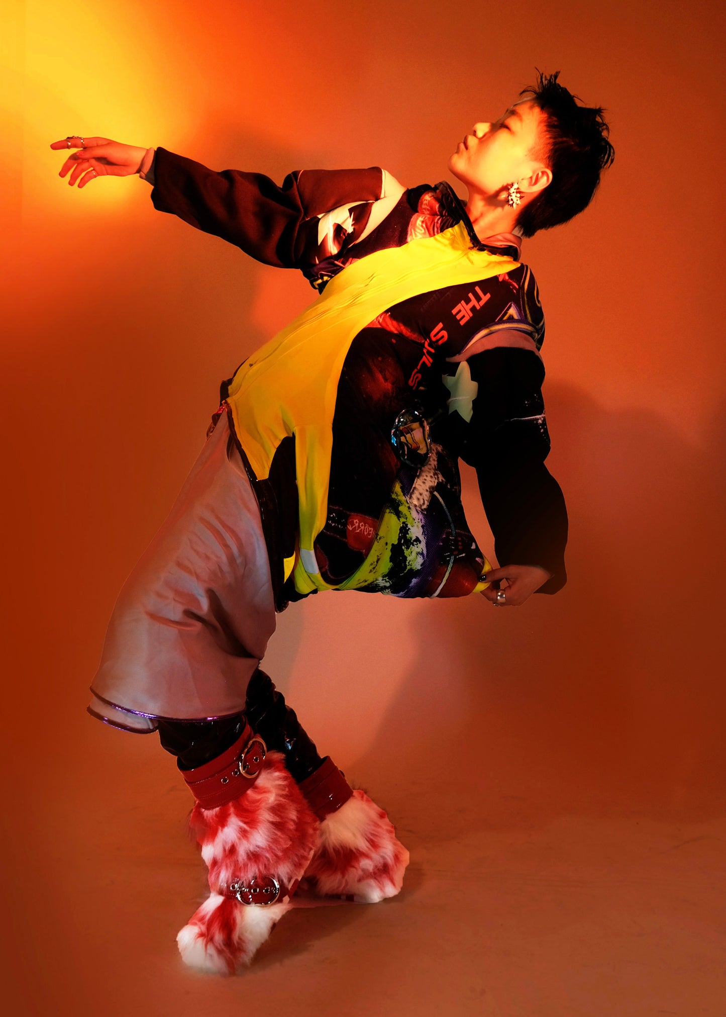 Cosmic Upcycled Jersey Layered Coat 宇宙主题重塑拼接双层夹克裙
