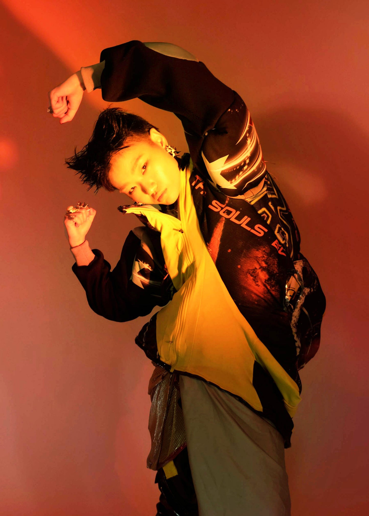 Cosmic Upcycled Jersey Layered Coat 宇宙主题重塑拼接双层夹克裙