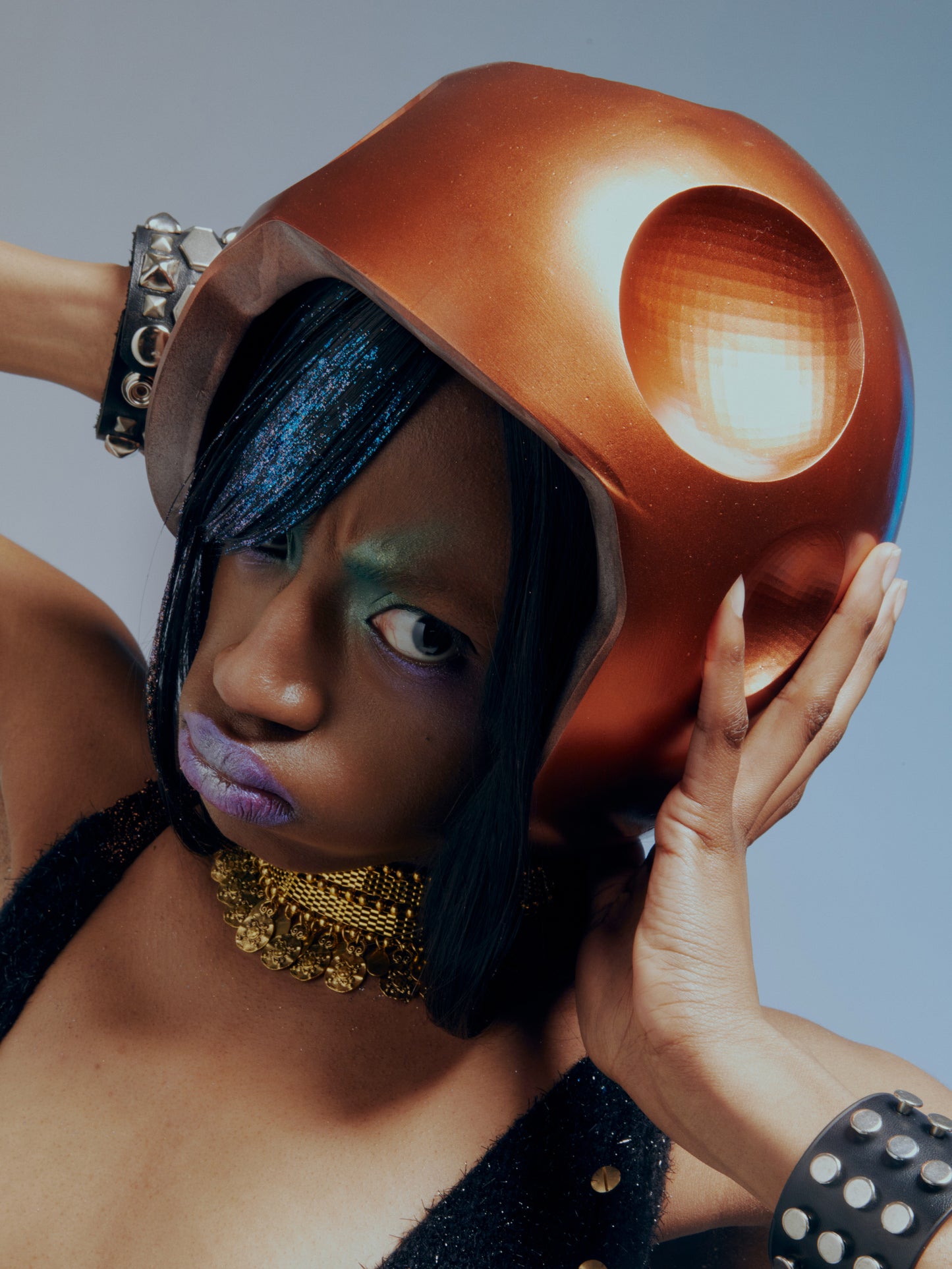 'Space Traveller' - Letter "P" Bronze Metallic 3D Printed Helmet