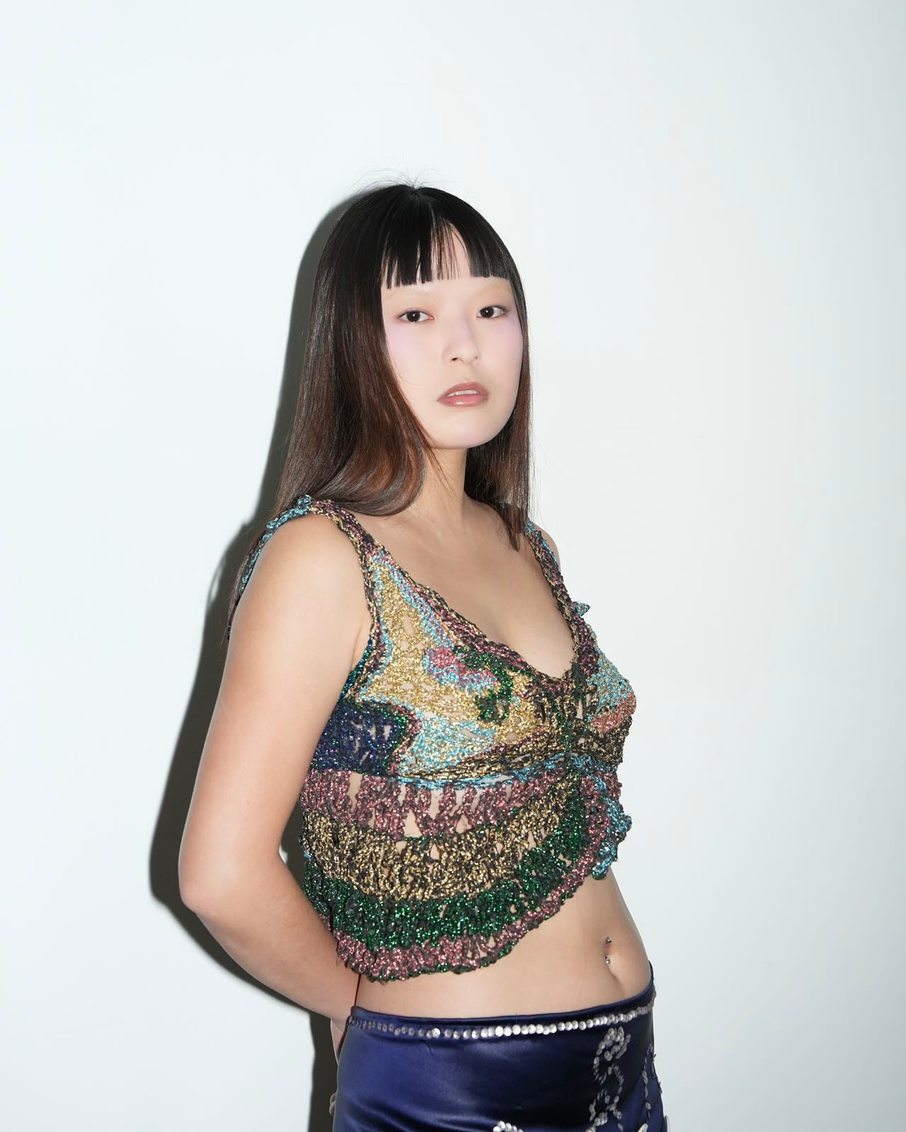 Galactic Hand-Crocheted Sculptural Vest 银河色手工钩织雕塑背心