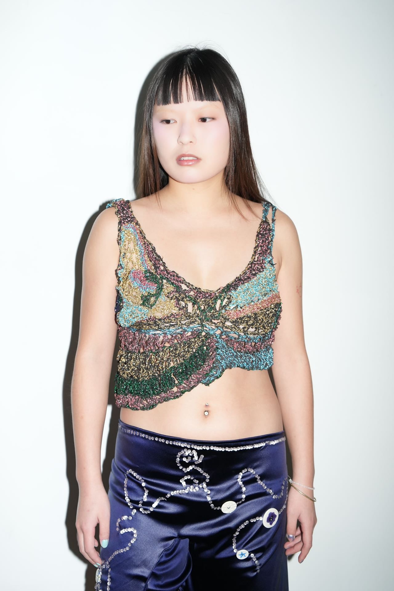 Galactic Hand-Crocheted Sculptural Vest 银河色手工钩织雕塑背心