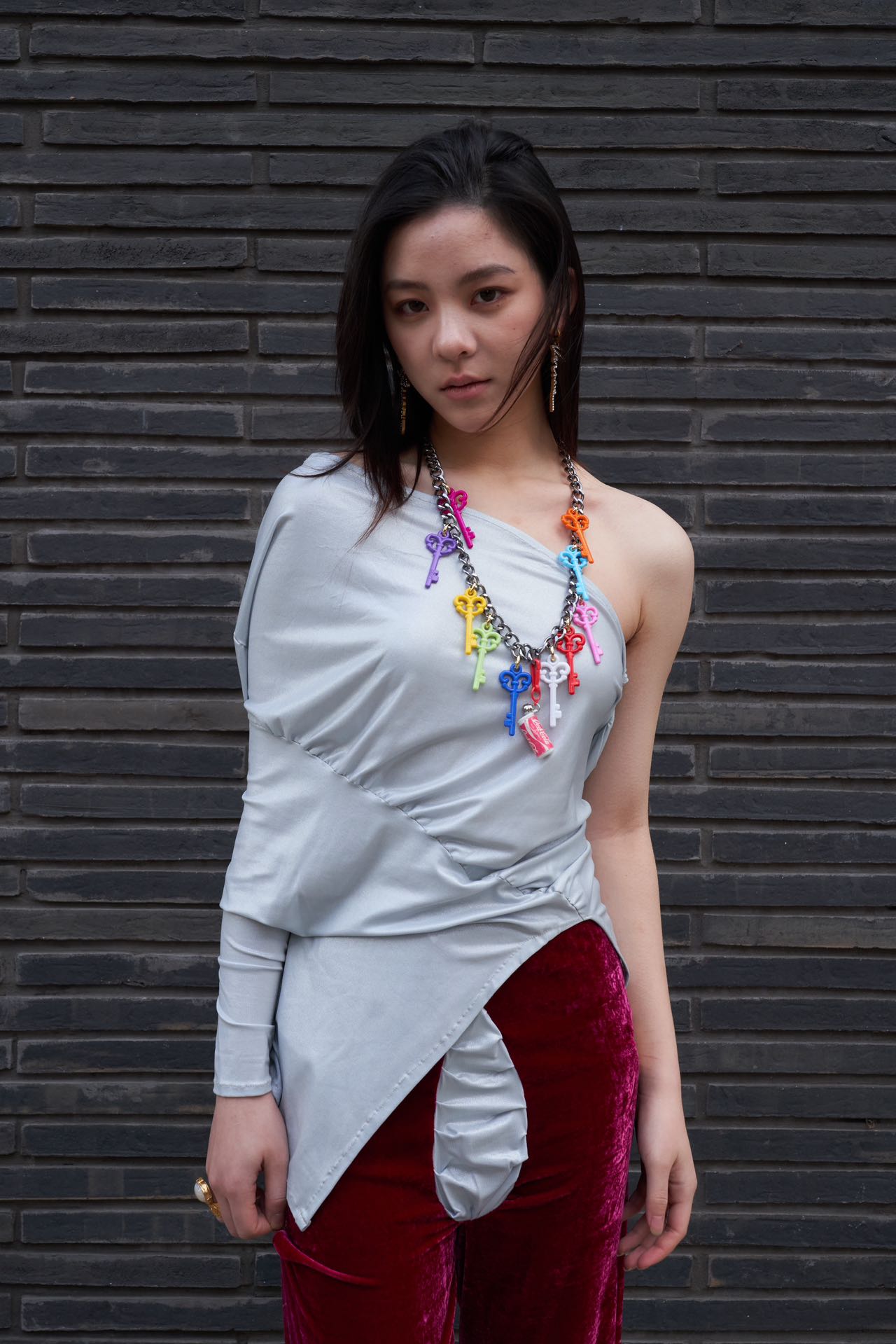 Cosmic Draped Silk Jersey Set 宇宙流动感丝绸拼接套装