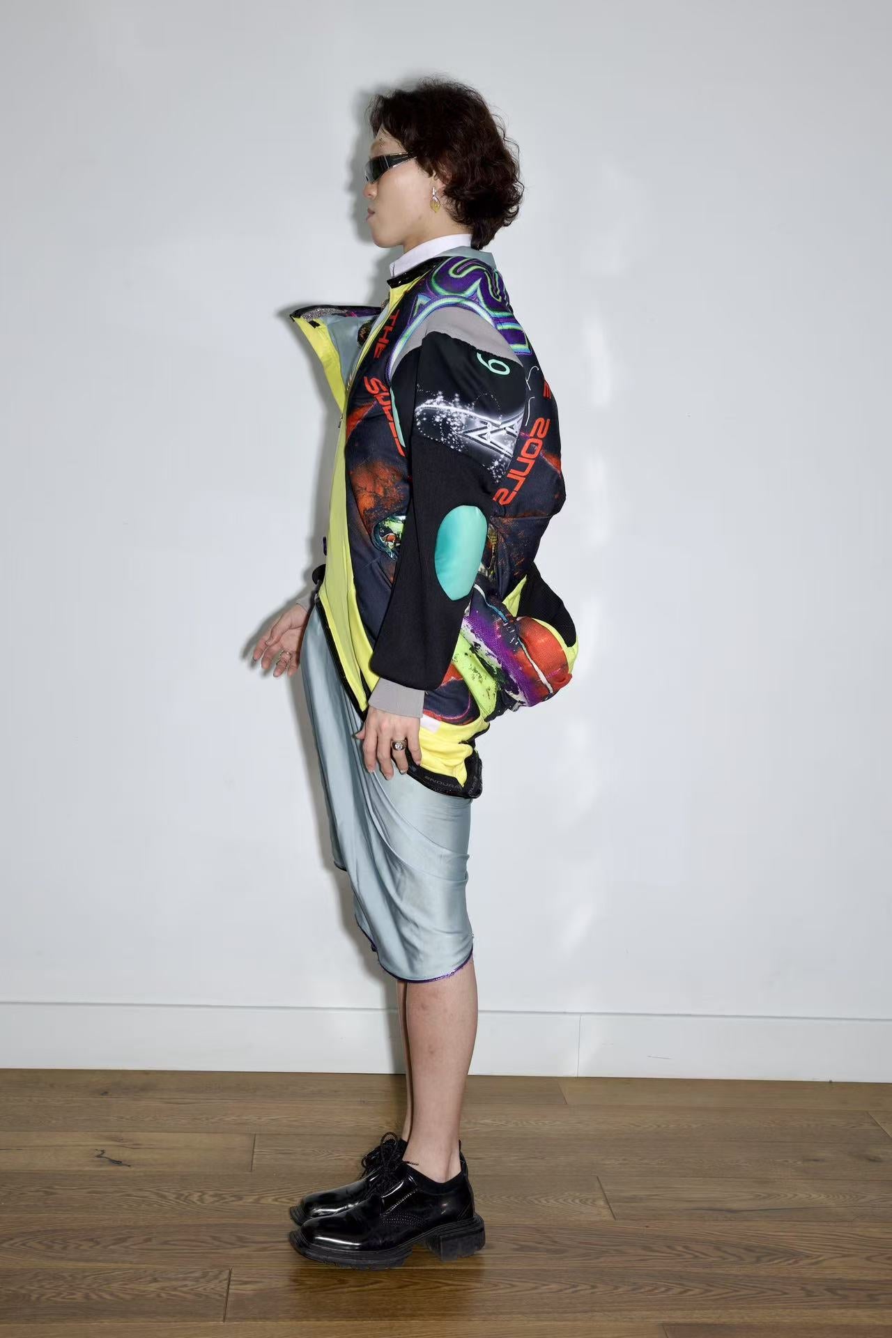 Cosmic Upcycled Jersey Layered Coat 宇宙主题重塑拼接双层夹克裙