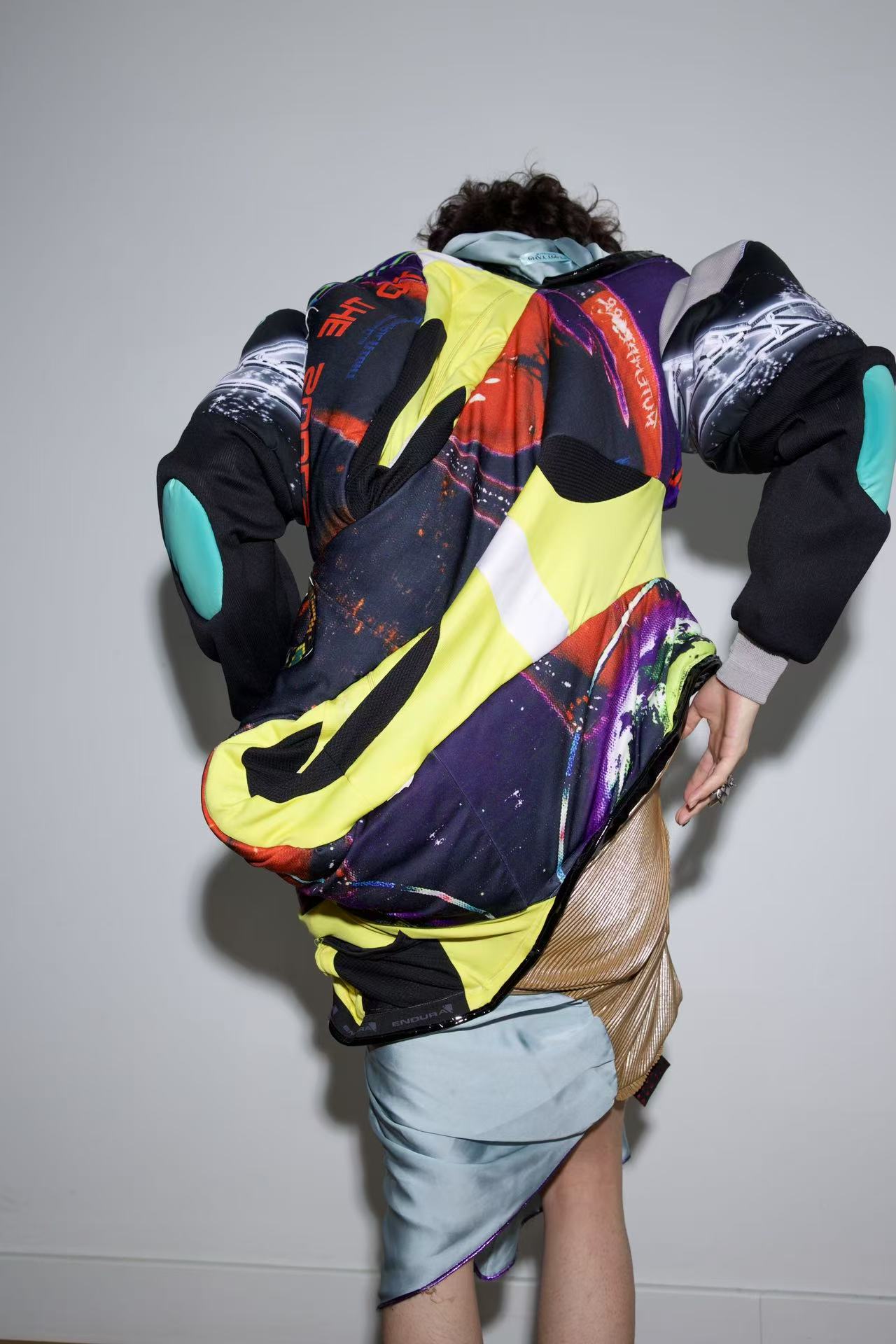 Cosmic Upcycled Jersey Layered Coat 宇宙主题重塑拼接双层夹克裙