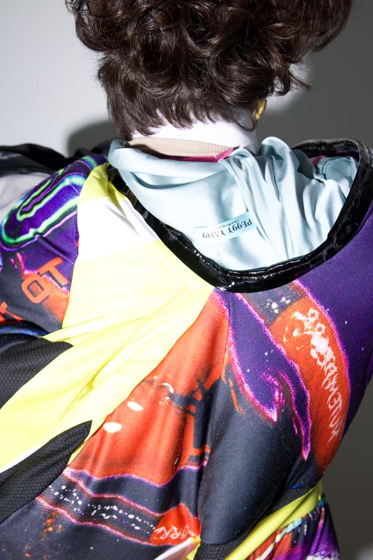 Cosmic Upcycled Jersey Layered Coat 宇宙主题重塑拼接双层夹克裙