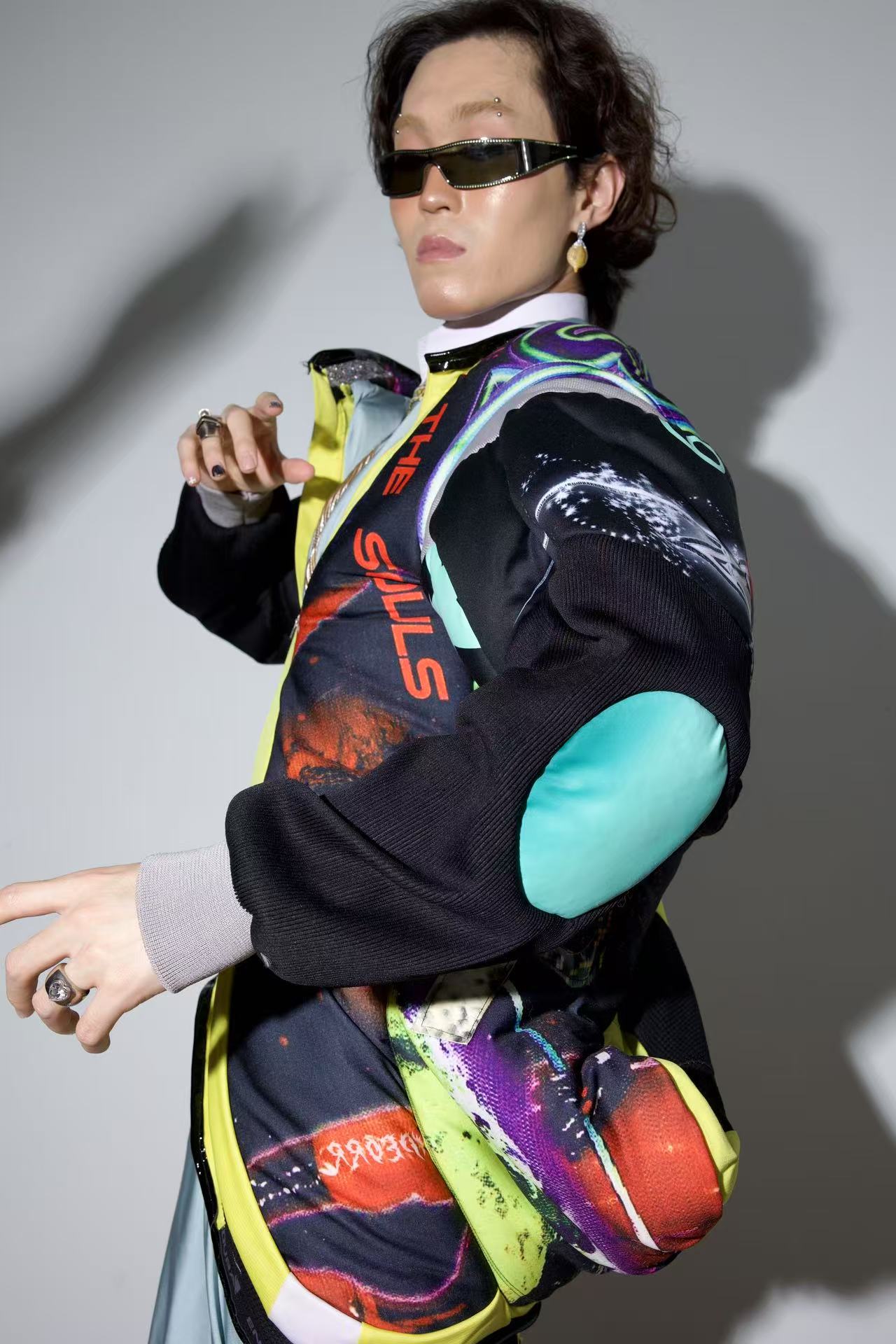 Cosmic Upcycled Jersey Layered Coat 宇宙主题重塑拼接双层夹克裙