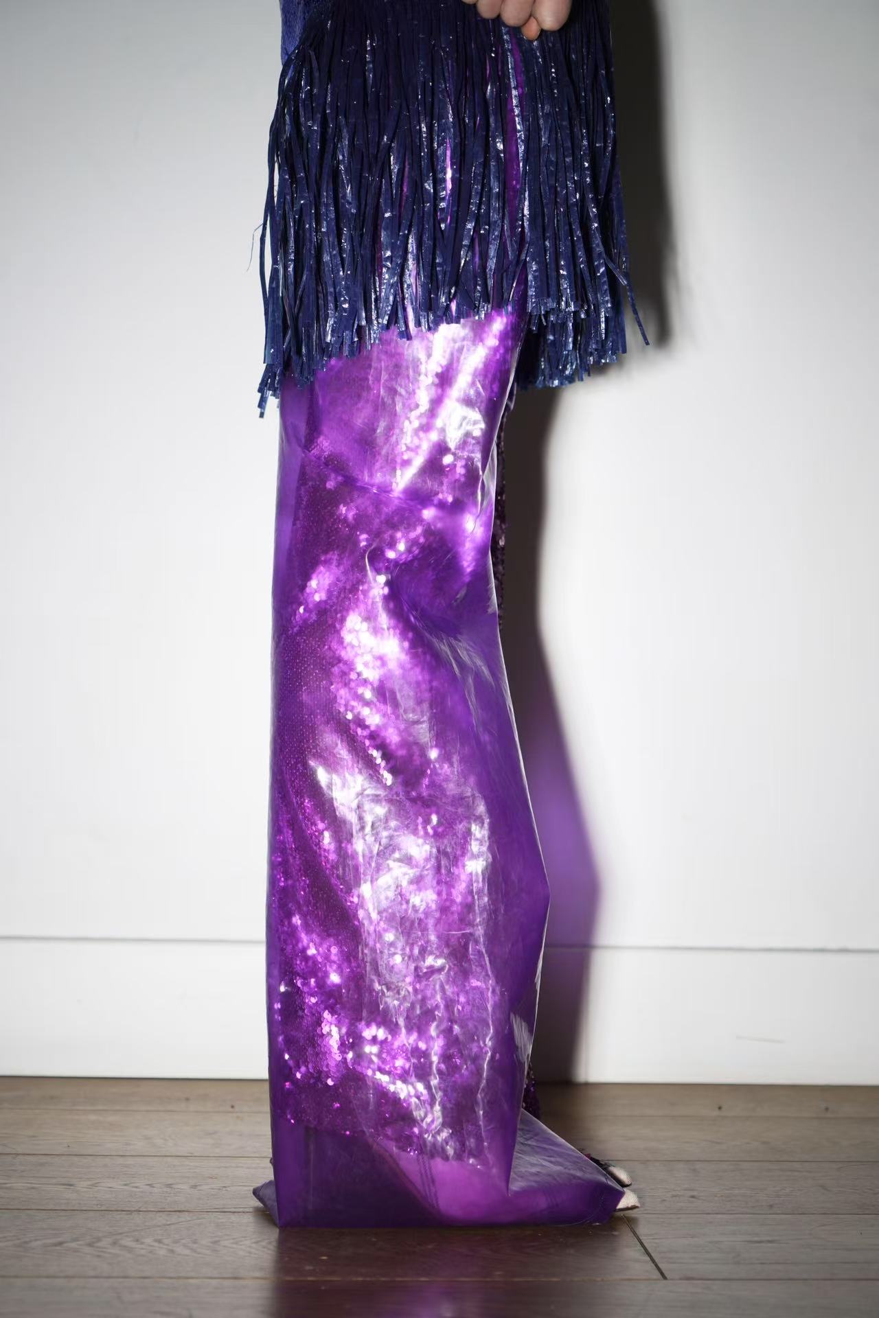 Double-Layer Sequin PVC Trousers 亮片PVC双层长裤