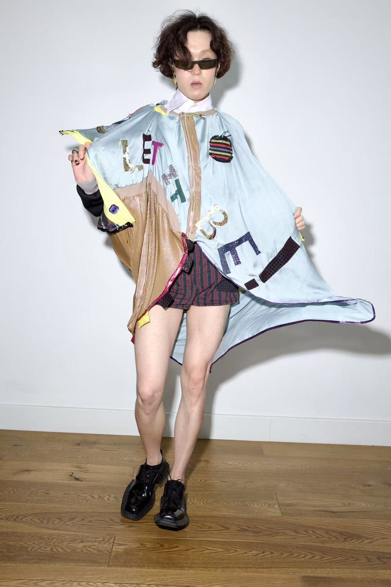 Cosmic Upcycled Jersey Layered Coat 宇宙主题重塑拼接双层夹克裙