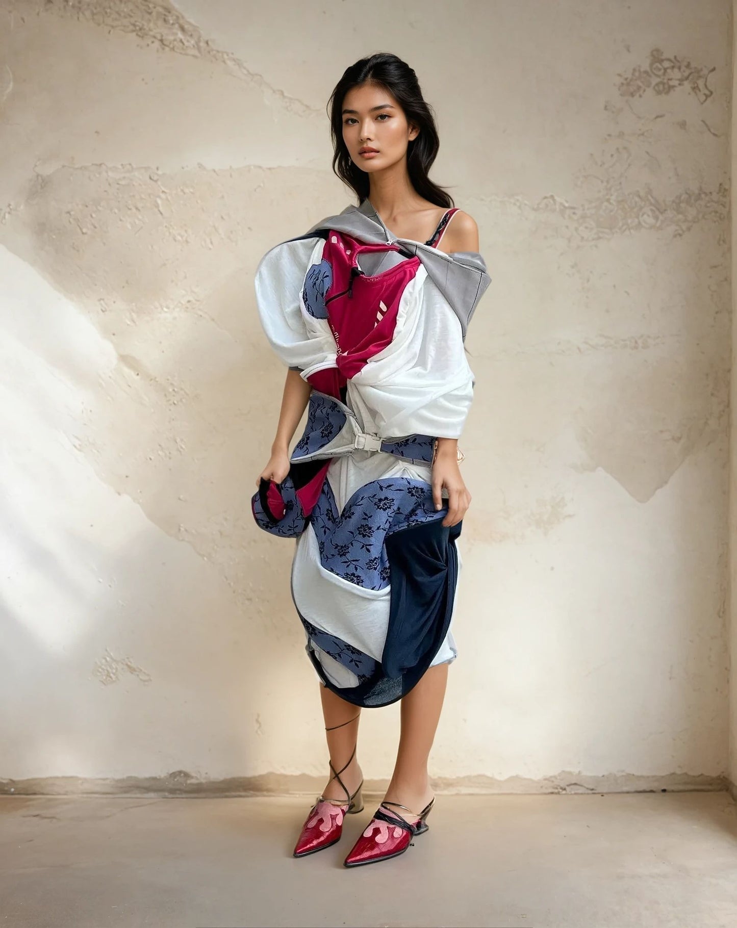 Cosmic Collage Draped Jersey Dress 宇宙拼贴褶裥连衣裙