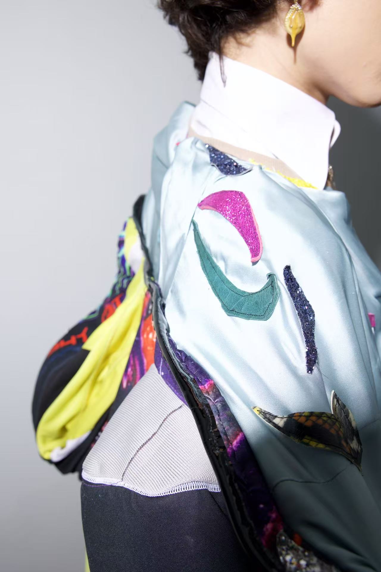 Cosmic Upcycled Jersey Layered Coat 宇宙主题重塑拼接双层夹克裙