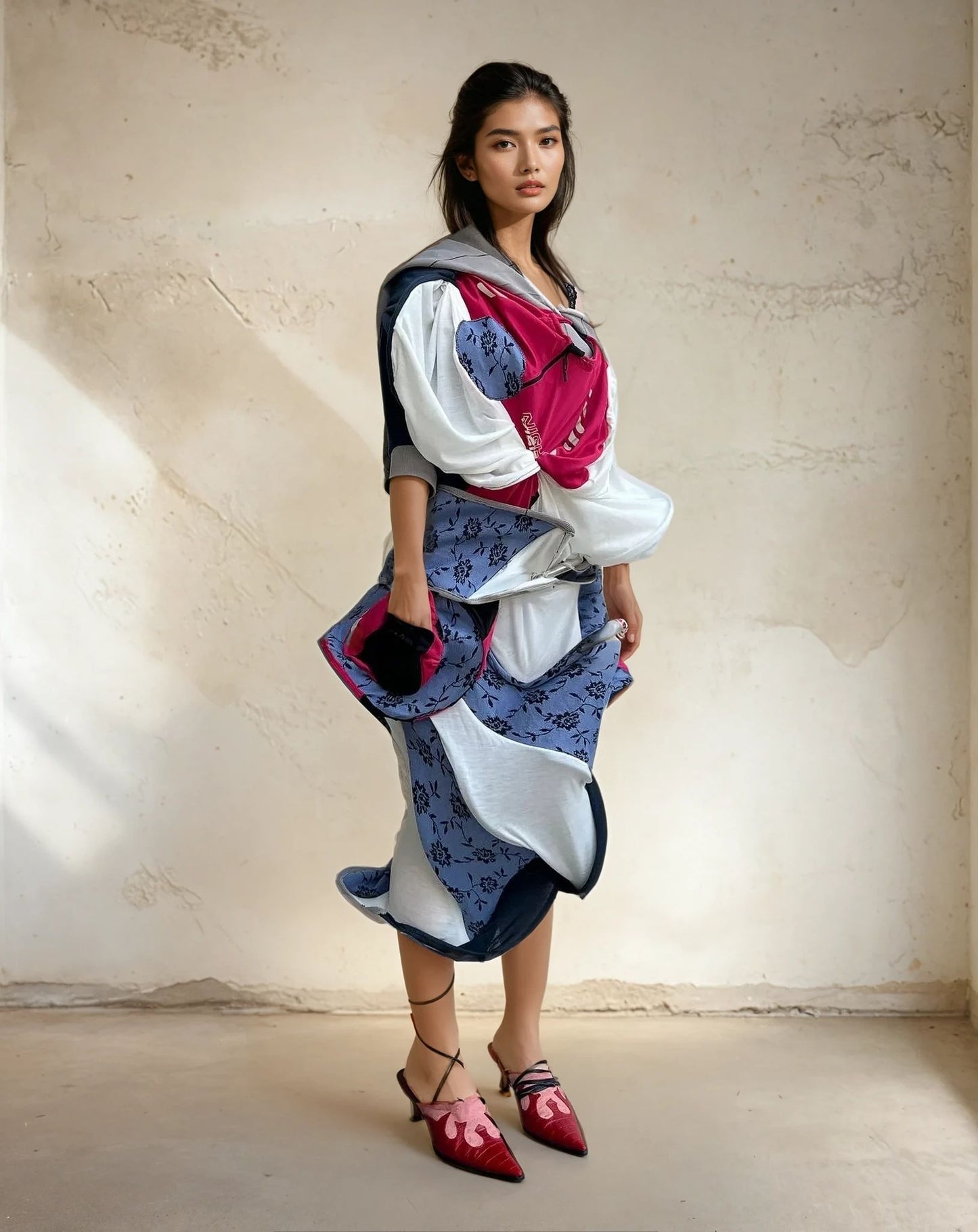Cosmic Collage Draped Jersey Dress 宇宙拼贴褶裥连衣裙