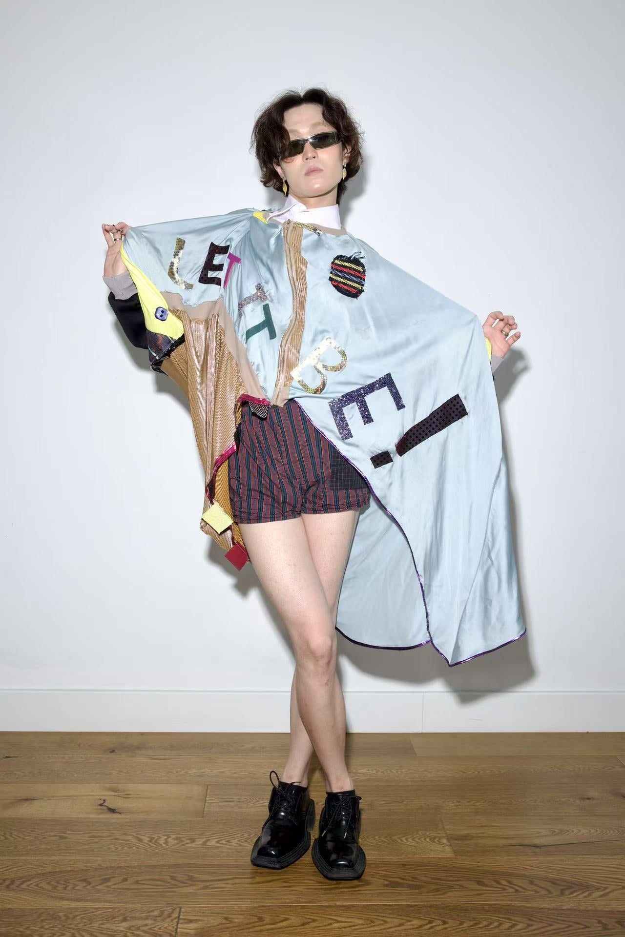 Cosmic Upcycled Jersey Layered Coat 宇宙主题重塑拼接双层夹克裙