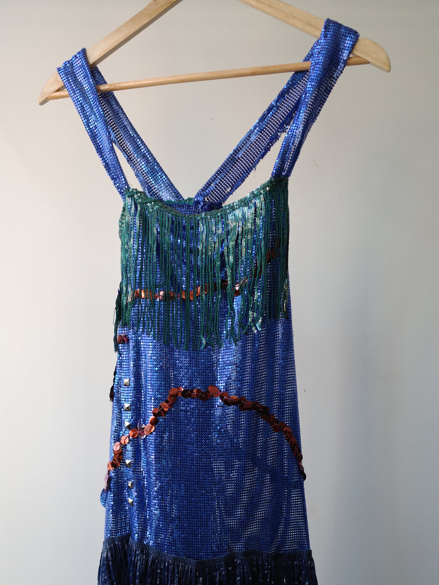 Galactic Blue Chainmail Fringe Party Dress 星际蓝流苏亮片链甲连衣裙