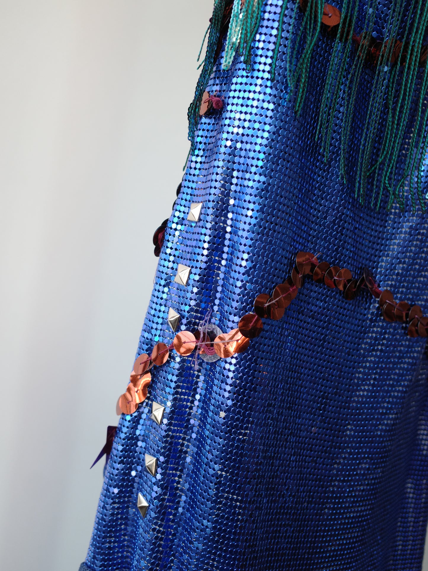 Galactic Blue Chainmail Fringe Party Dress 星际蓝流苏亮片链甲连衣裙