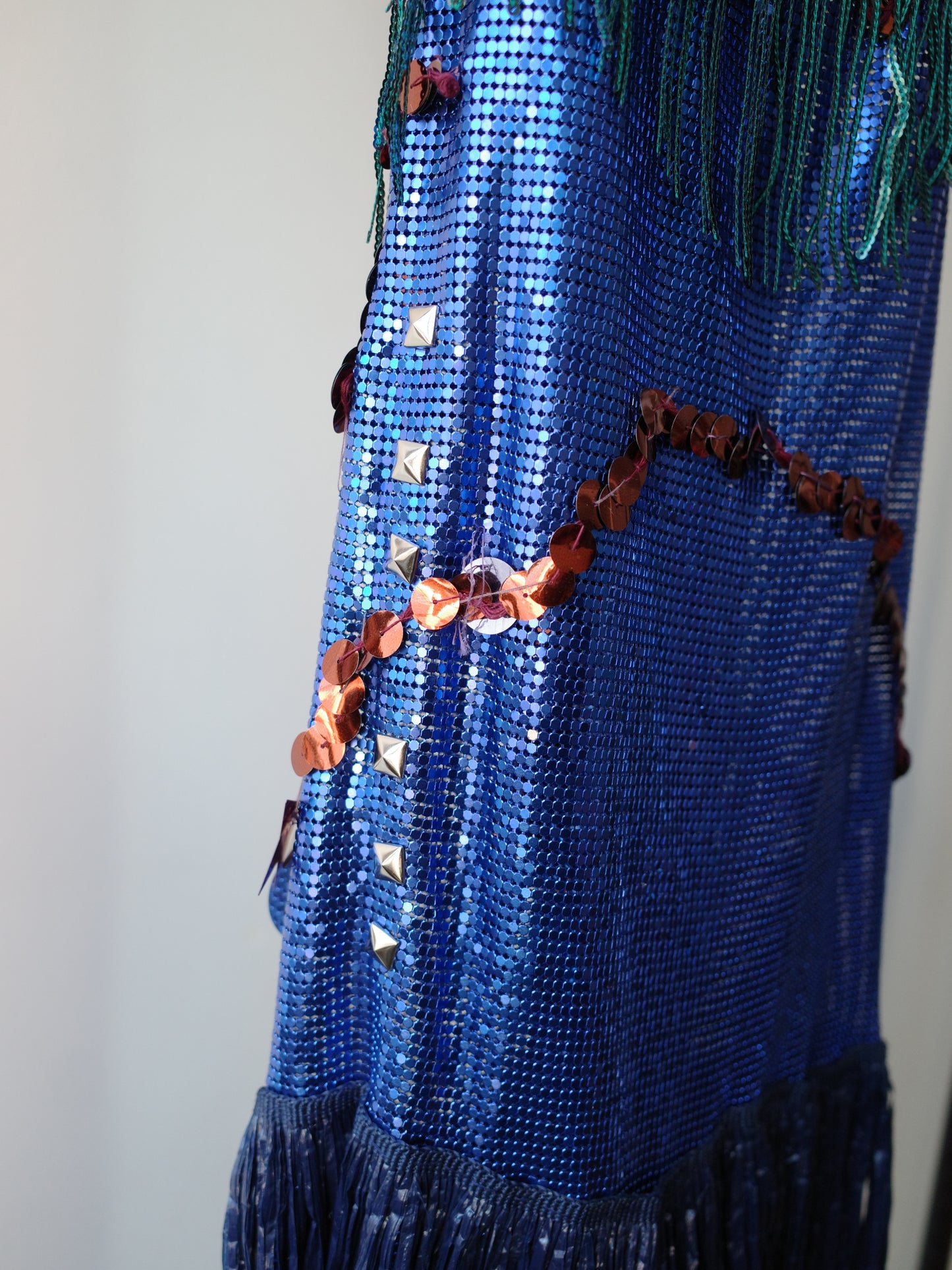 Galactic Blue Chainmail Fringe Party Dress 星际蓝流苏亮片链甲连衣裙