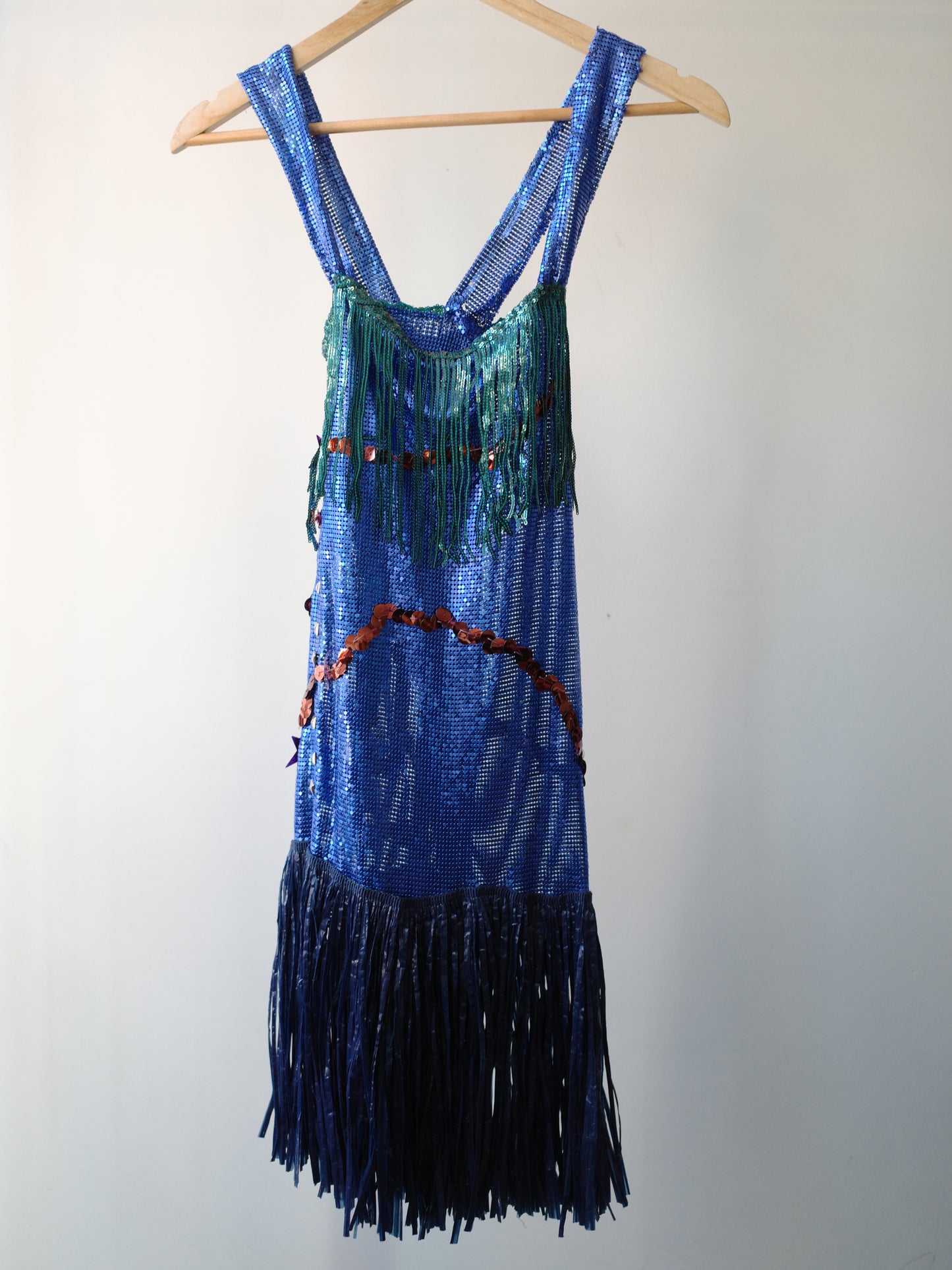 Galactic Blue Chainmail Fringe Party Dress 星际蓝流苏亮片链甲连衣裙