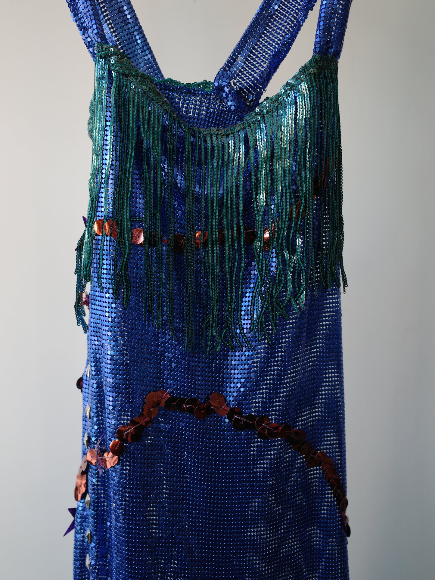 Galactic Blue Chainmail Fringe Party Dress 星际蓝流苏亮片链甲连衣裙