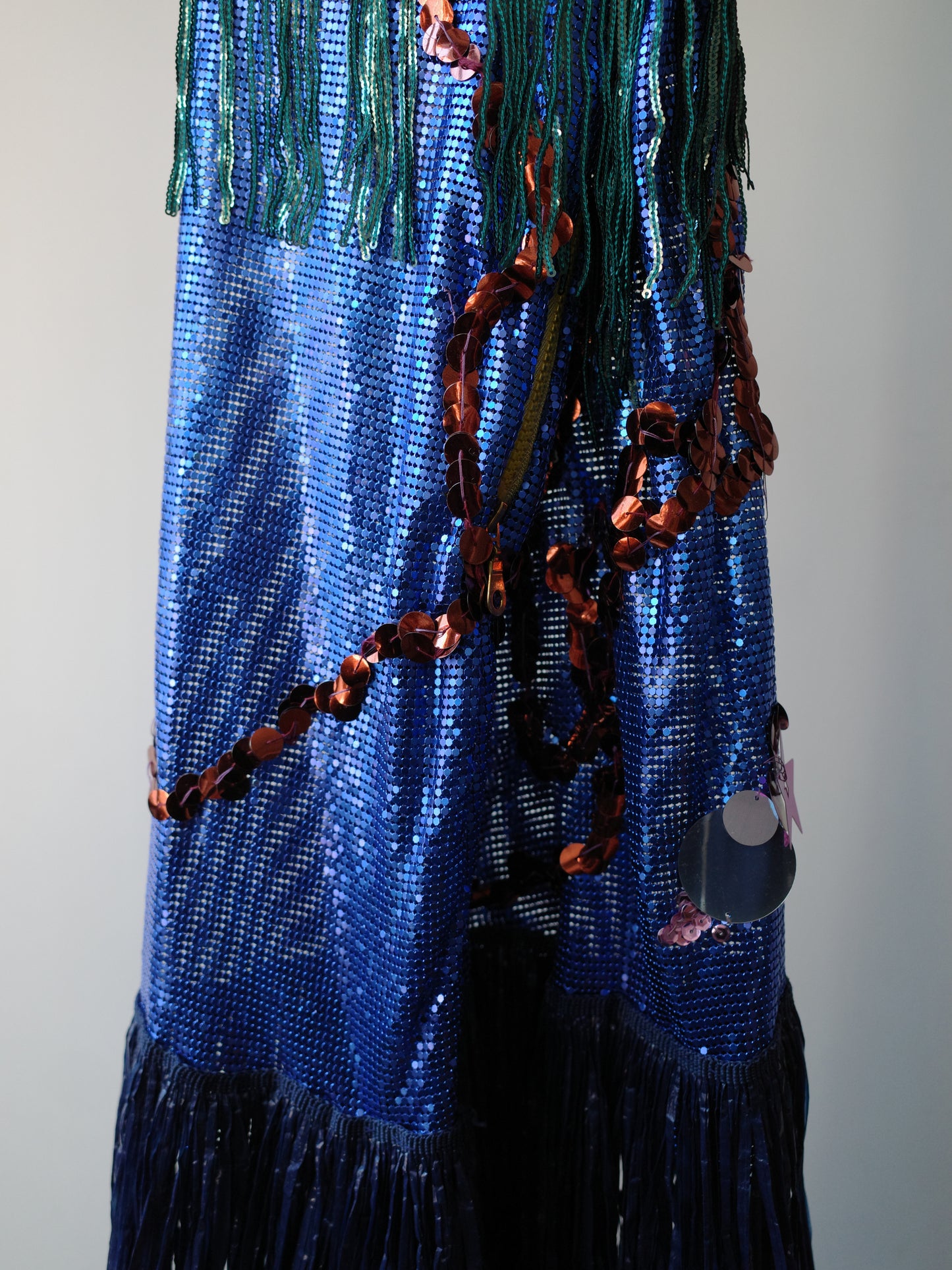 Galactic Blue Chainmail Fringe Party Dress 星际蓝流苏亮片链甲连衣裙