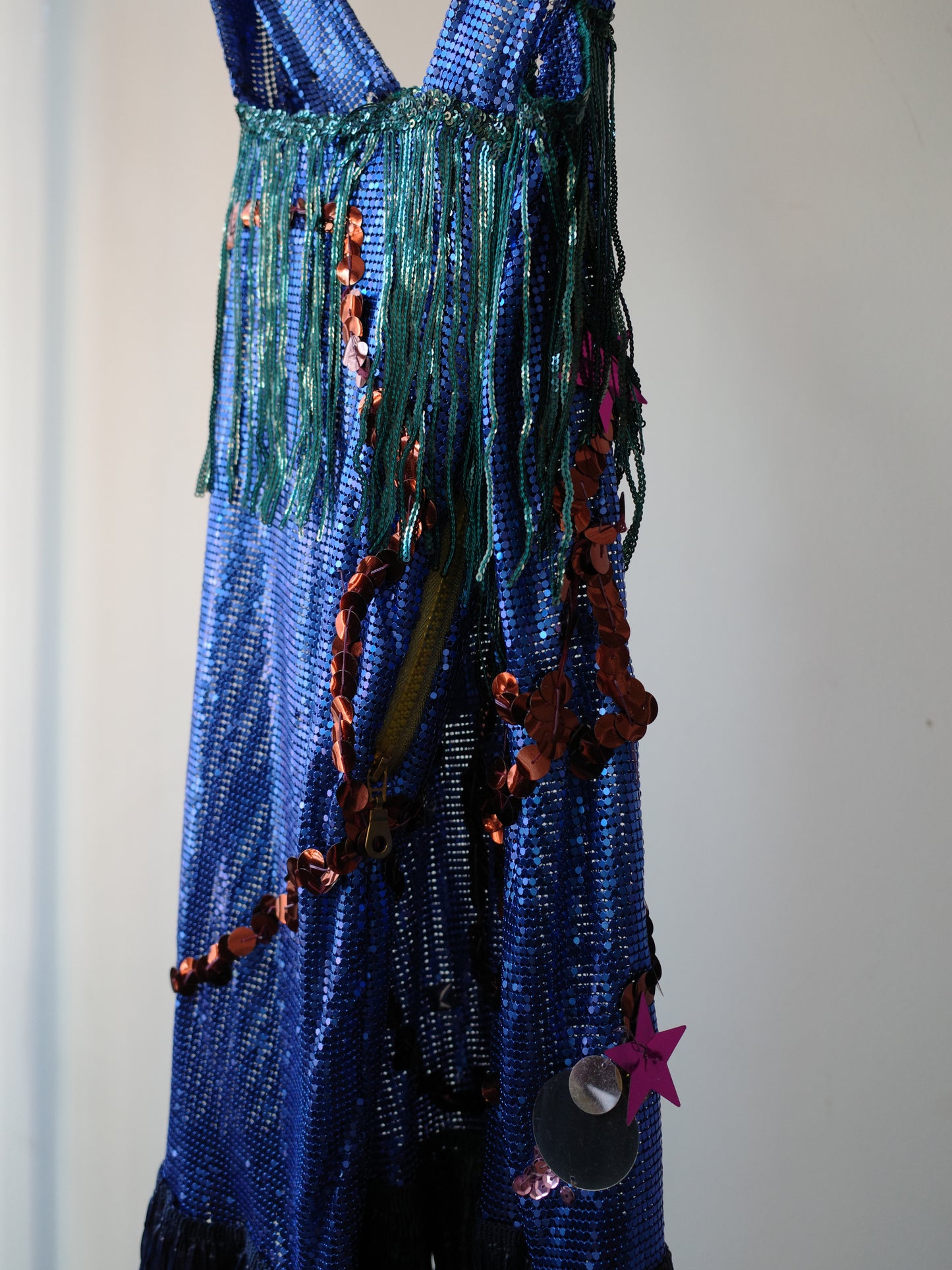 Galactic Blue Chainmail Fringe Party Dress 星际蓝流苏亮片链甲连衣裙