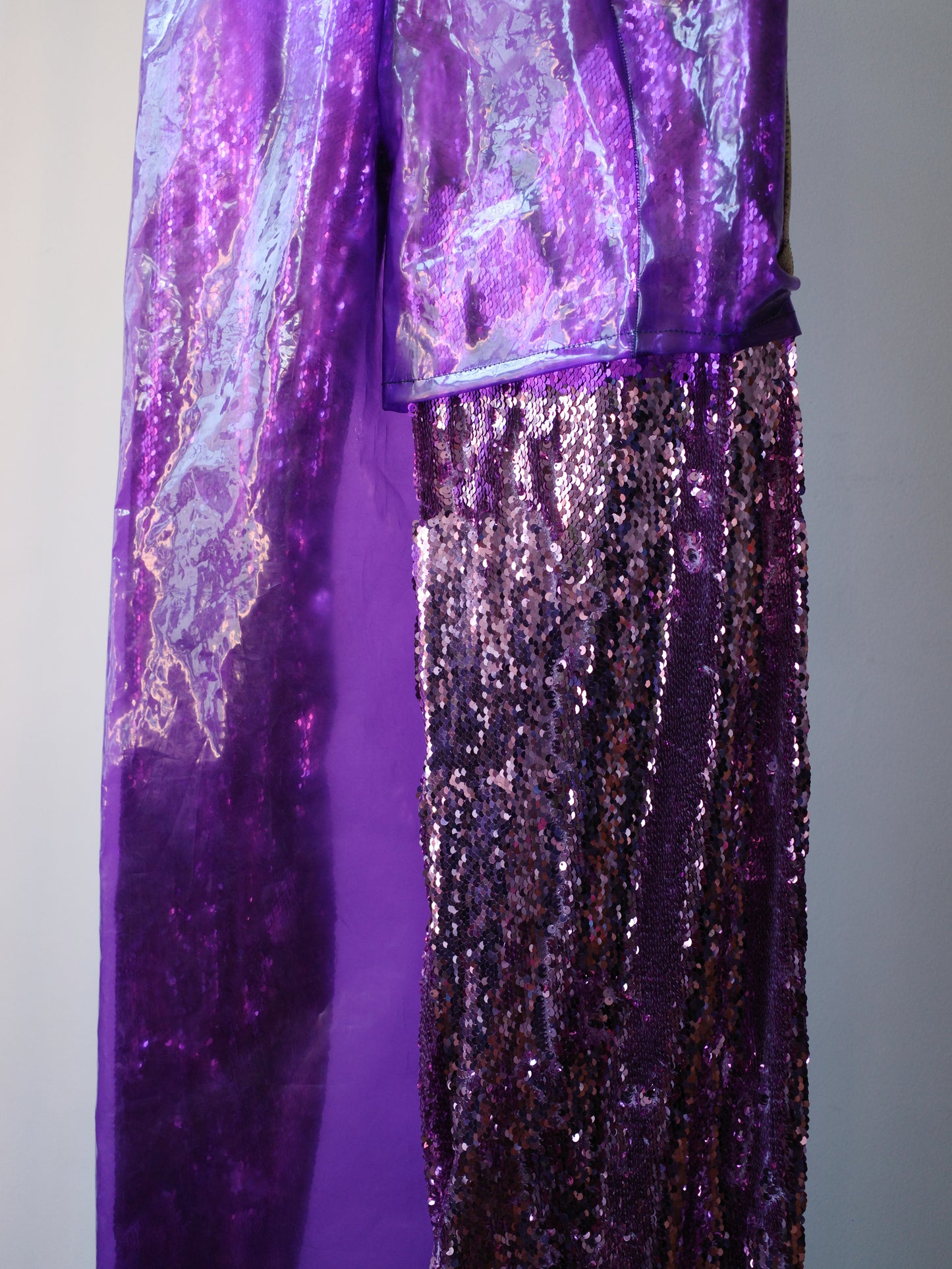 Double-Layer Sequin PVC Trousers 亮片PVC双层长裤