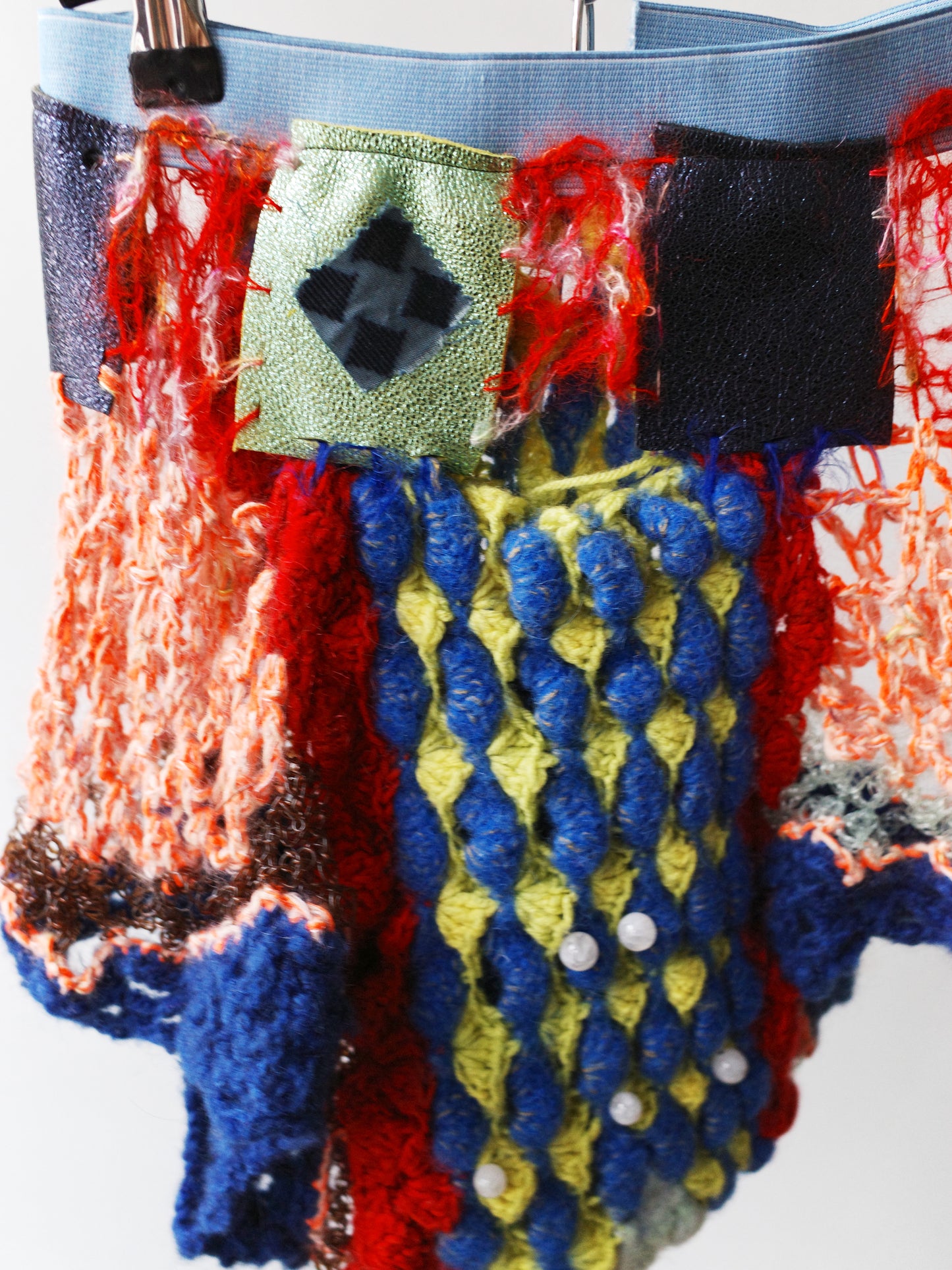 Hand-Crocheted Equestrian Patchwork Shorts 手工钩织拼接马术灵感短裤