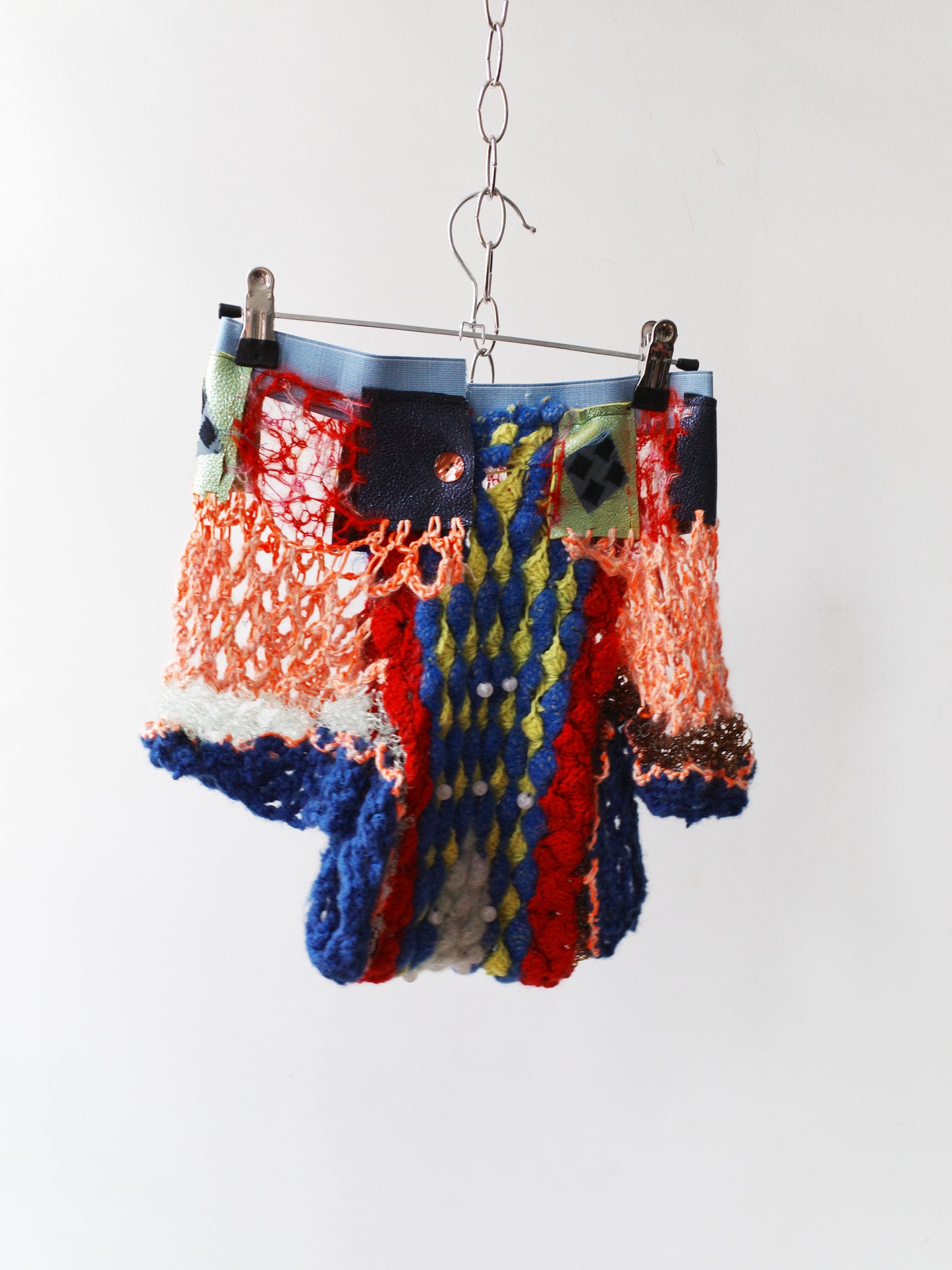 Hand-Crocheted Equestrian Patchwork Shorts 手工钩织拼接马术灵感短裤