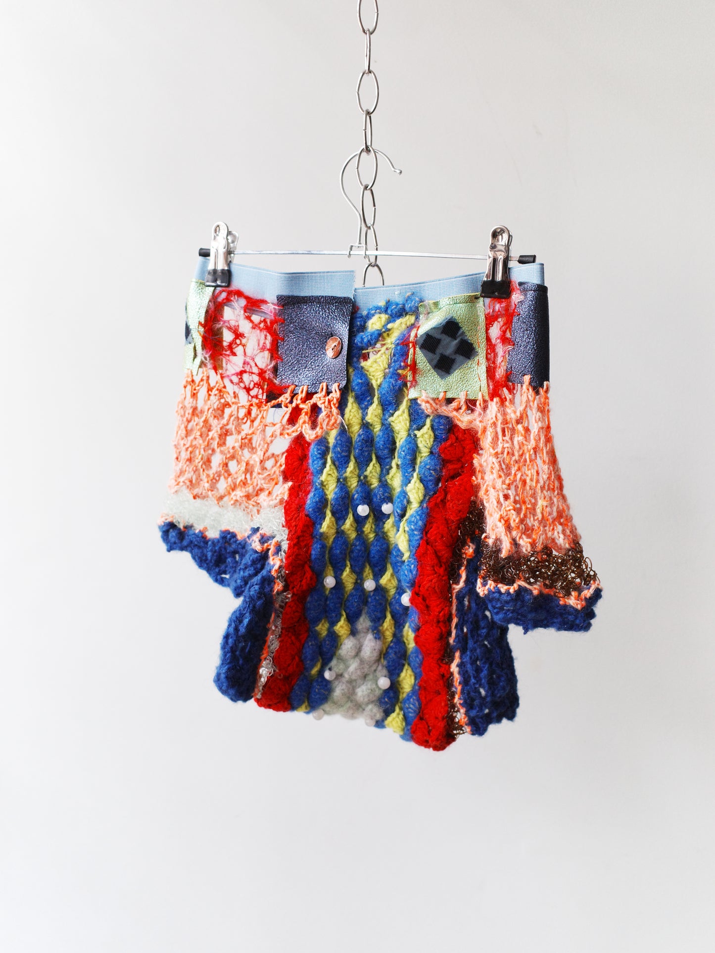 Hand-Crocheted Equestrian Patchwork Shorts 手工钩织拼接马术灵感短裤