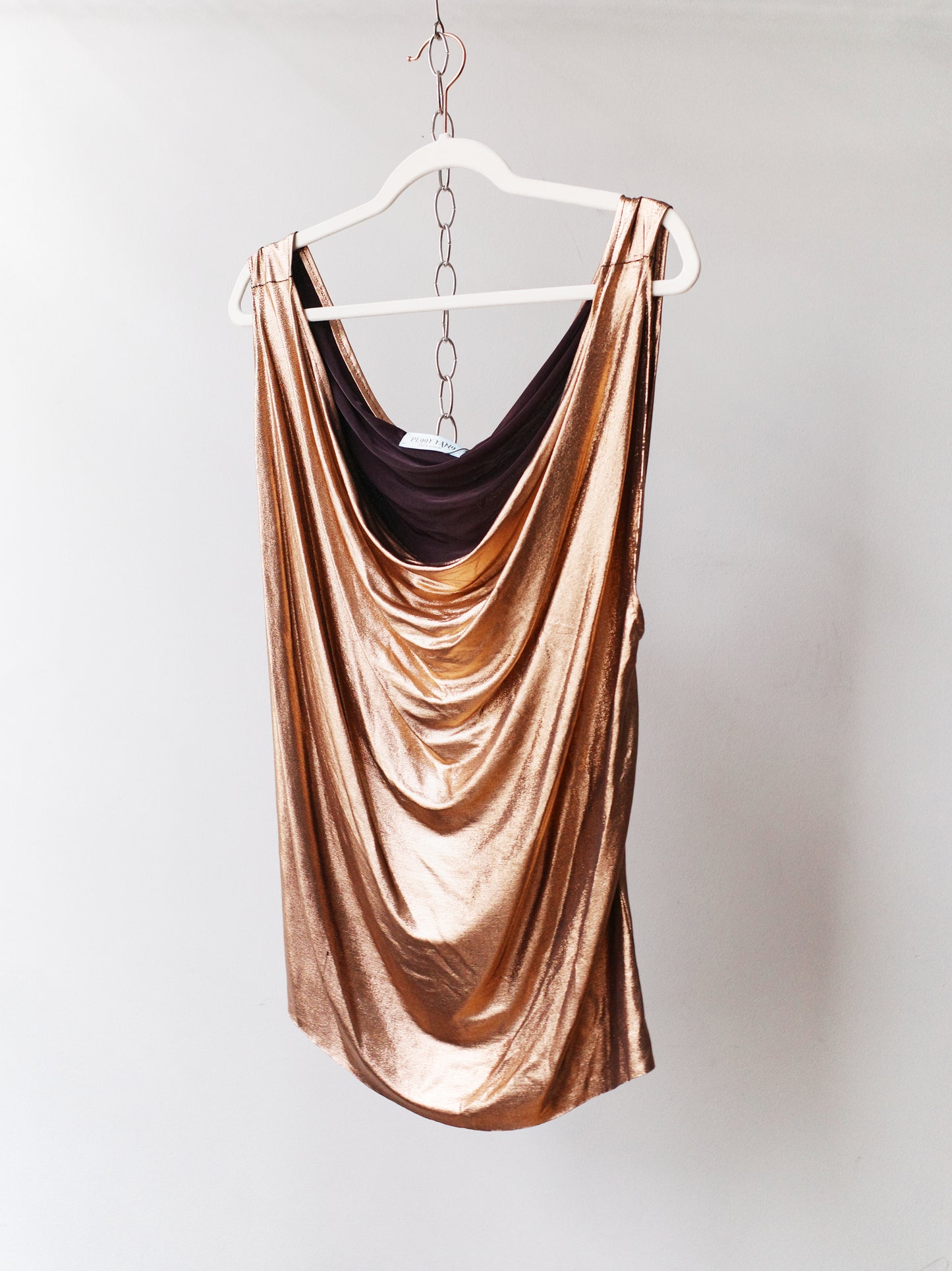 Rose Gold Silk Jersey Draped Top 玫瑰金丝绸垂褶上衣