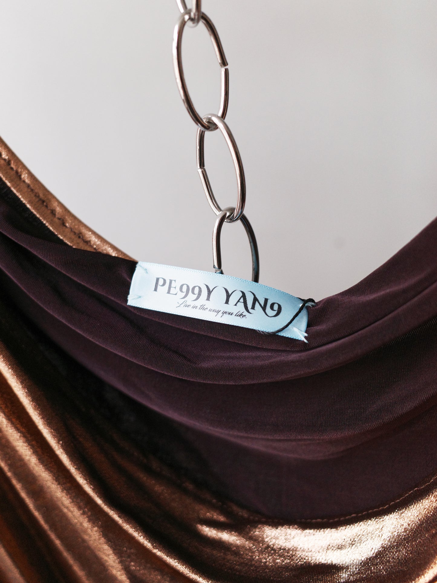 Rose Gold Silk Jersey Draped Top 玫瑰金丝绸垂褶上衣