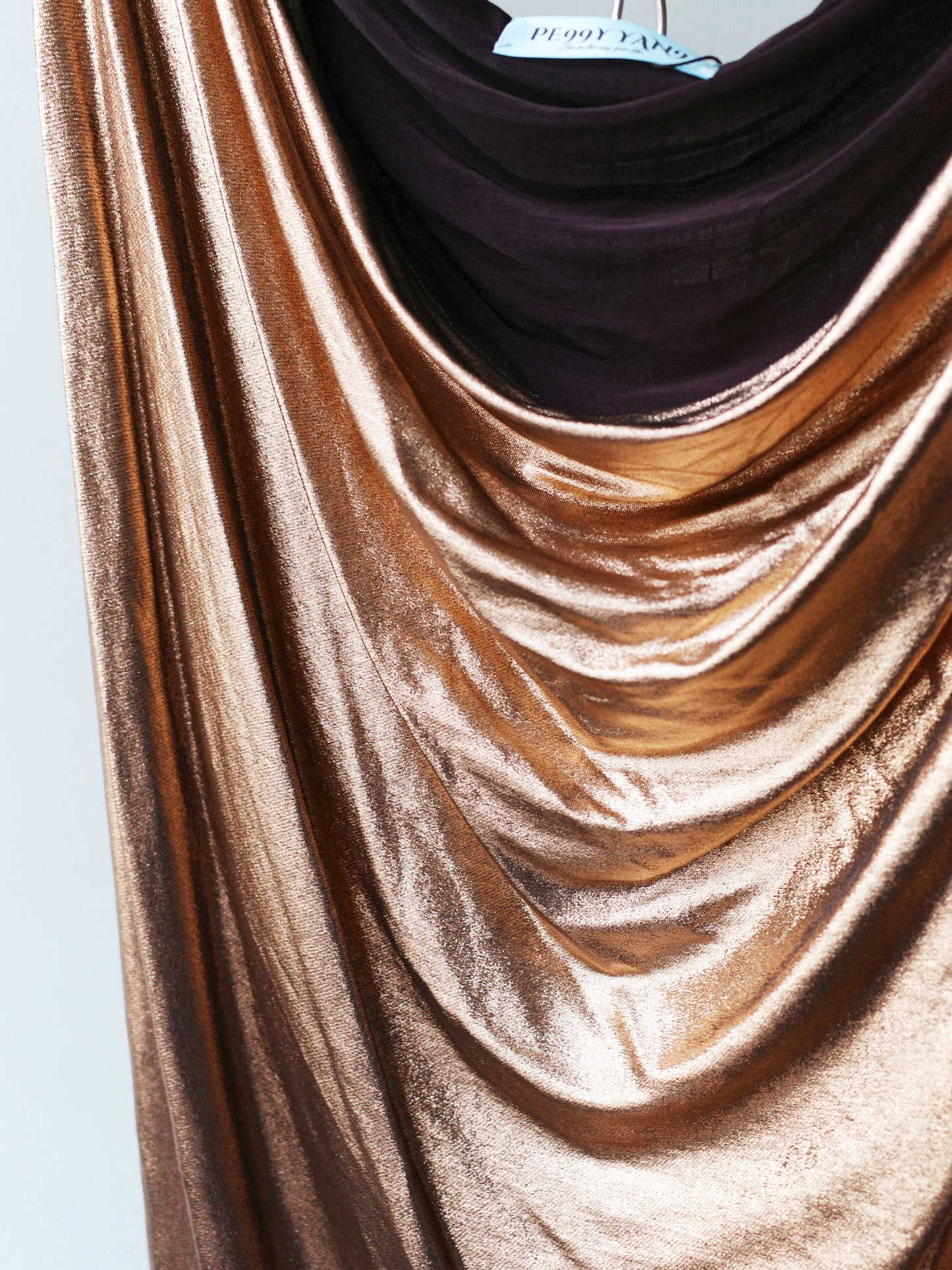 Rose Gold Silk Jersey Draped Top 玫瑰金丝绸垂褶上衣