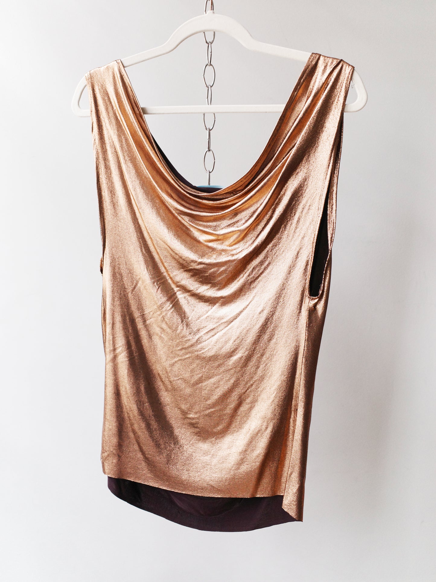 Rose Gold Silk Jersey Draped Top 玫瑰金丝绸垂褶上衣