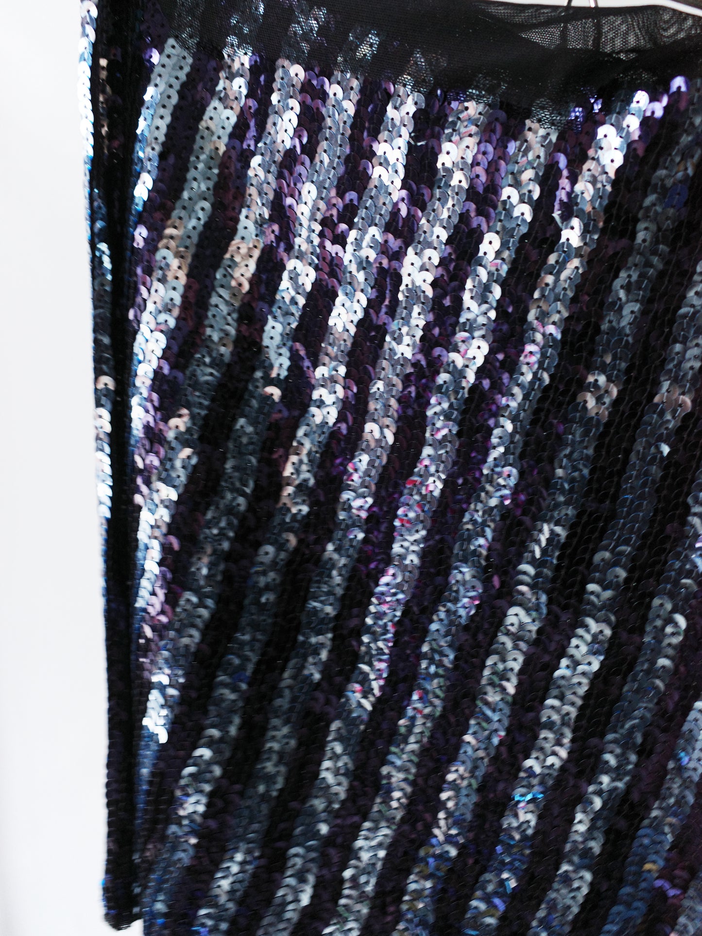 Galactic Blue Sequinned Draped Skirt 星际蓝亮片雕褶垂感短裙