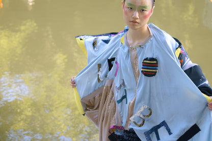 Cosmic Upcycled Jersey Layered Coat 宇宙主题重塑拼接双层夹克裙