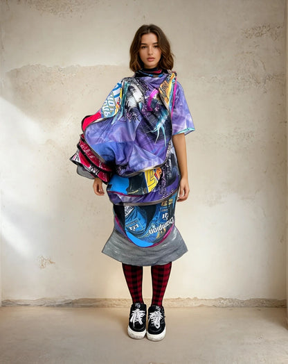 Circular Deconstructed Futuristic Jersey Dress