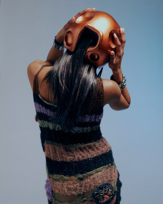'Space Traveller' - Letter "P" Bronze Metallic 3D Printed Helmet