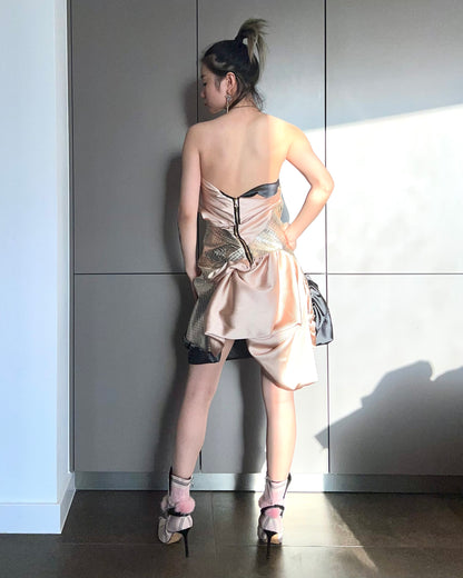 Geometric Metallic Draped Mini Dress 金属几何立体拼接礼服短裙