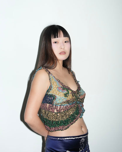 Galactic Hand-Crocheted Sculptural Vest 银河色手工钩织雕塑背心