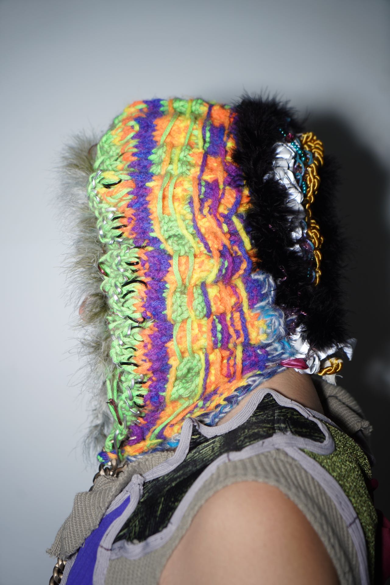 Hand Crochet Lucid Club Kid Gold Chain Hood