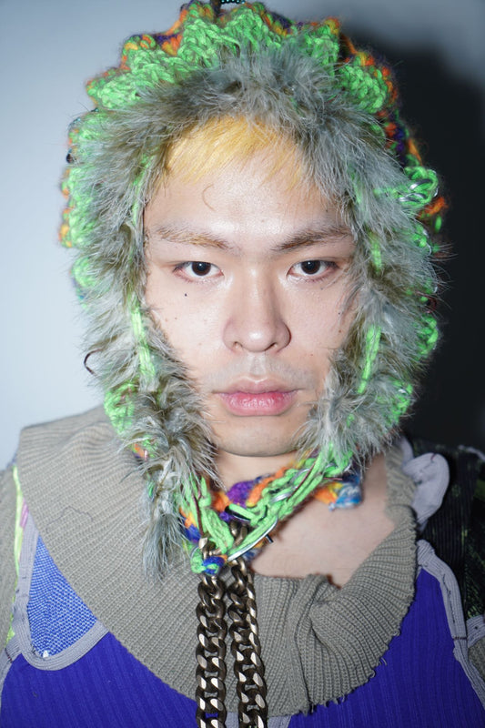 Hand Crochet Lucid Club Kid Gold Chain Hood