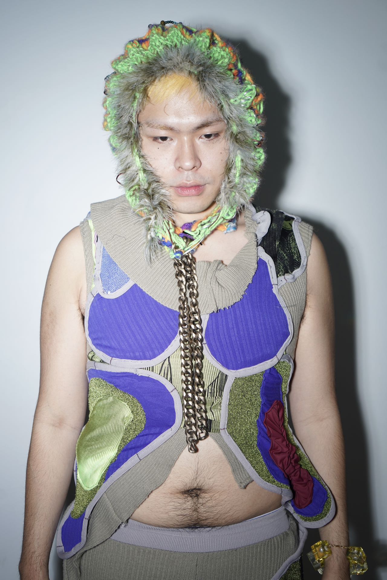 Hand Crochet Lucid Club Kid Gold Chain Hood