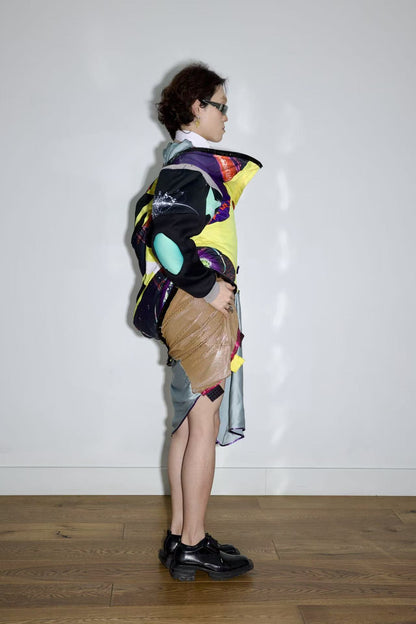 Cosmic Upcycled Jersey Layered Coat 宇宙主题重塑拼接双层夹克裙