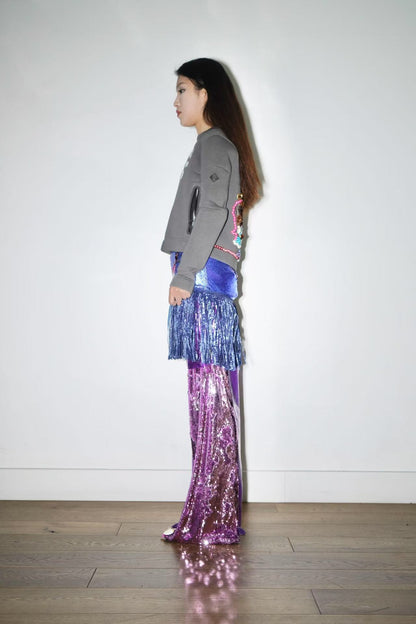 Double-Layer Sequin PVC Trousers 亮片PVC双层长裤