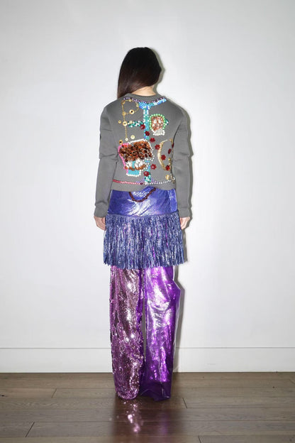 Double-Layer Sequin PVC Trousers 亮片PVC双层长裤