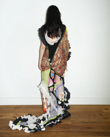 Hand-Knitted Multicolor Ruffles Dress 手工针织多色花边雕塑连衣裙