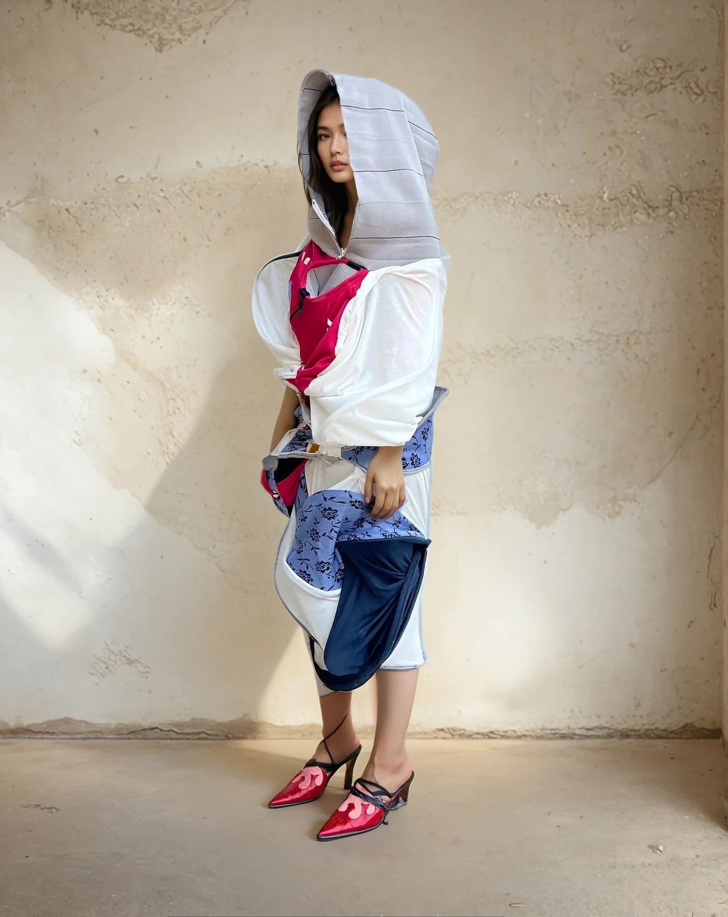 Cosmic Collage Draped Jersey Dress 宇宙拼贴褶裥连衣裙
