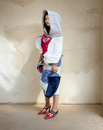 Cosmic Collage Draped Jersey Dress 宇宙拼贴褶裥连衣裙