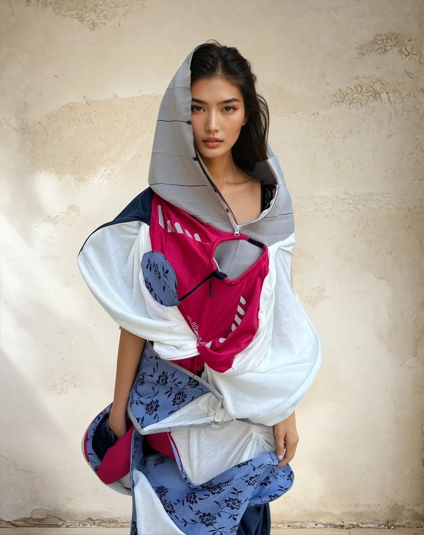 Cosmic Collage Draped Jersey Dress 宇宙拼贴褶裥连衣裙